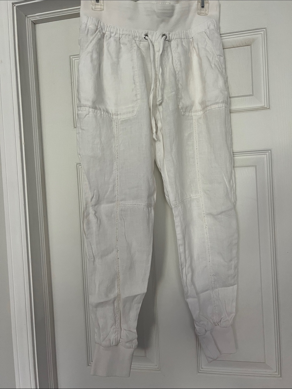 White Linen Drawstring Pants